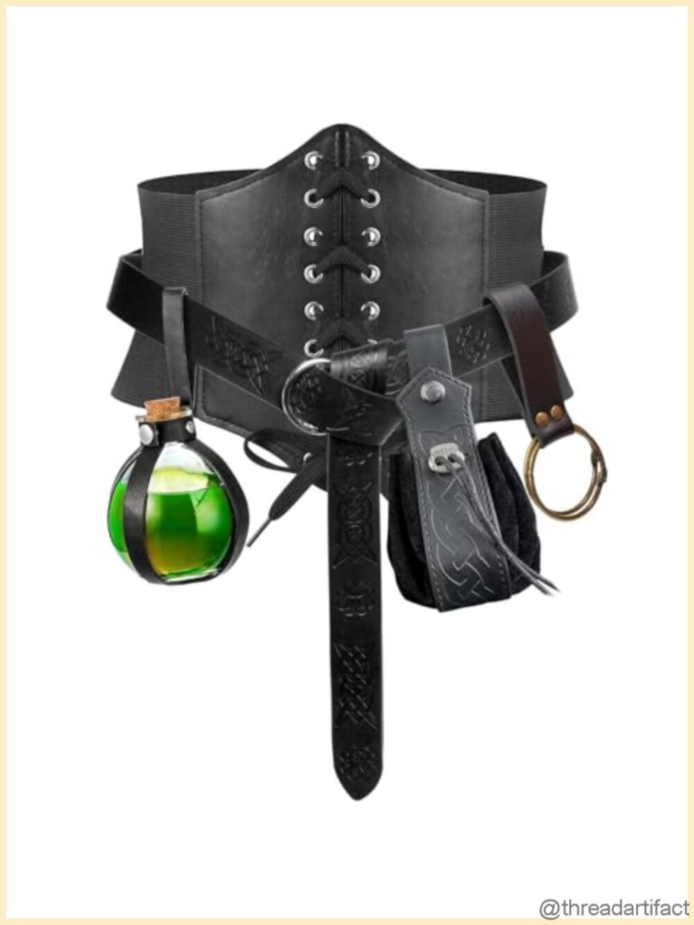 5PC Renaissance Corset Belt Pouch Cork Potion Bottle Medieval Costume Accessory